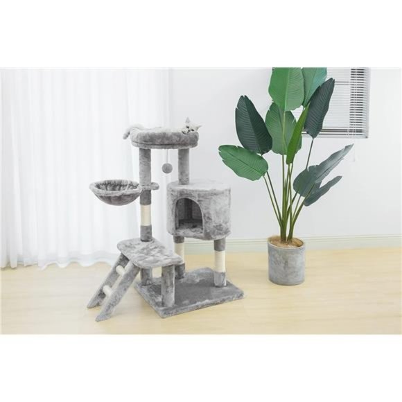 40 Inches Cat Tree Kitty Tower with Basket, Top Perch for Small and Medium Cats - Picture 7 of 7